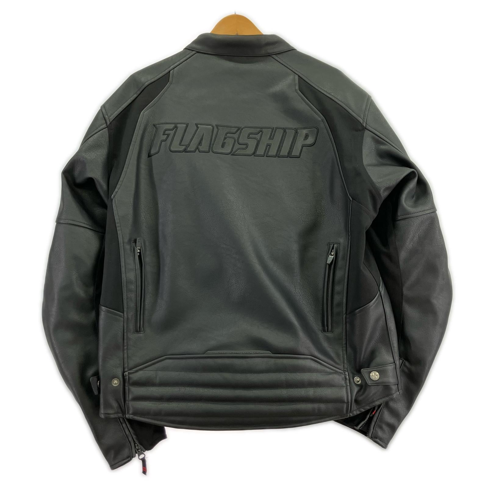 ライダースジャケット FLAGSHIP メッシュフェイクレザーバイカージャケット LL ブラック