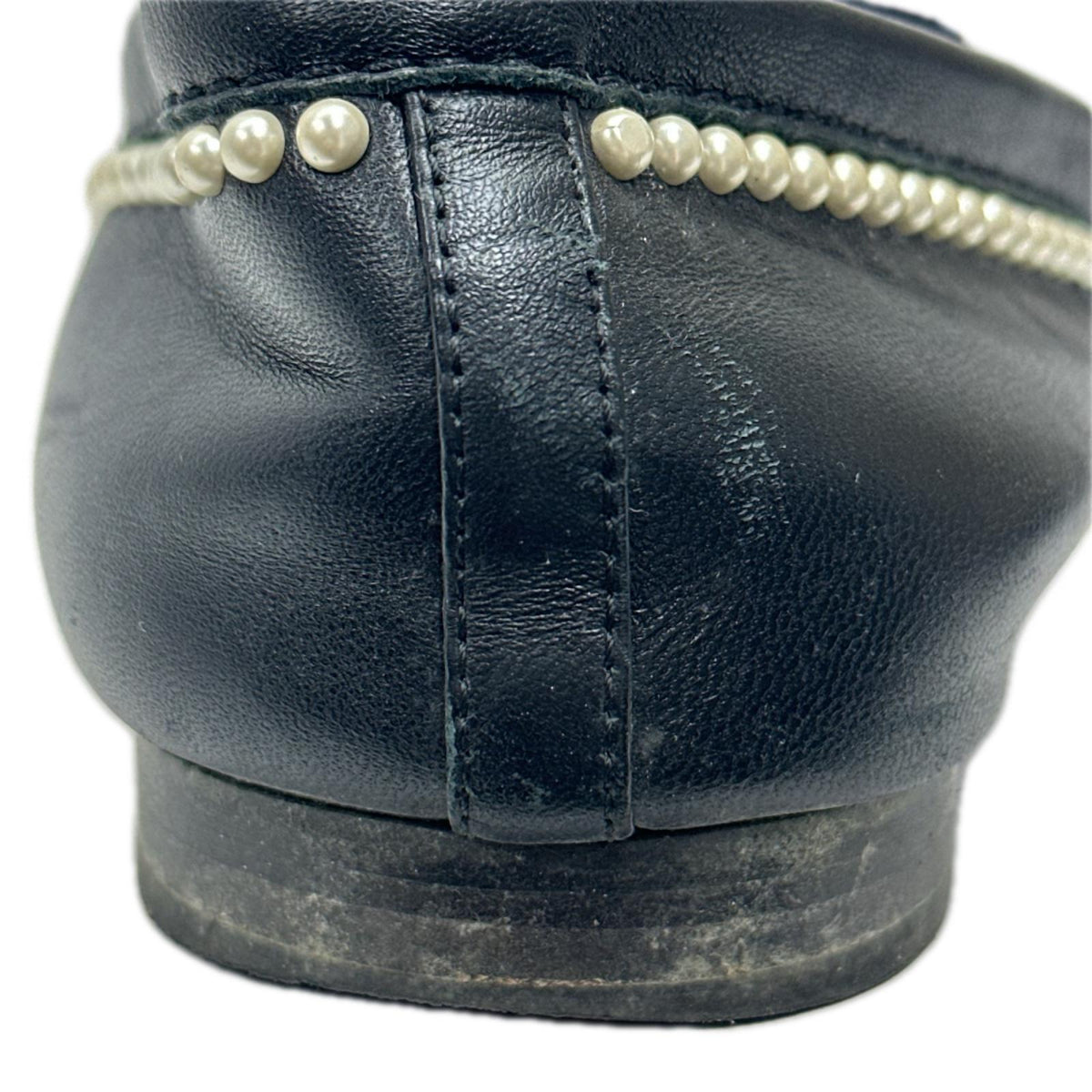 CHANEL ココマーク パール レザー ローファー 黒
