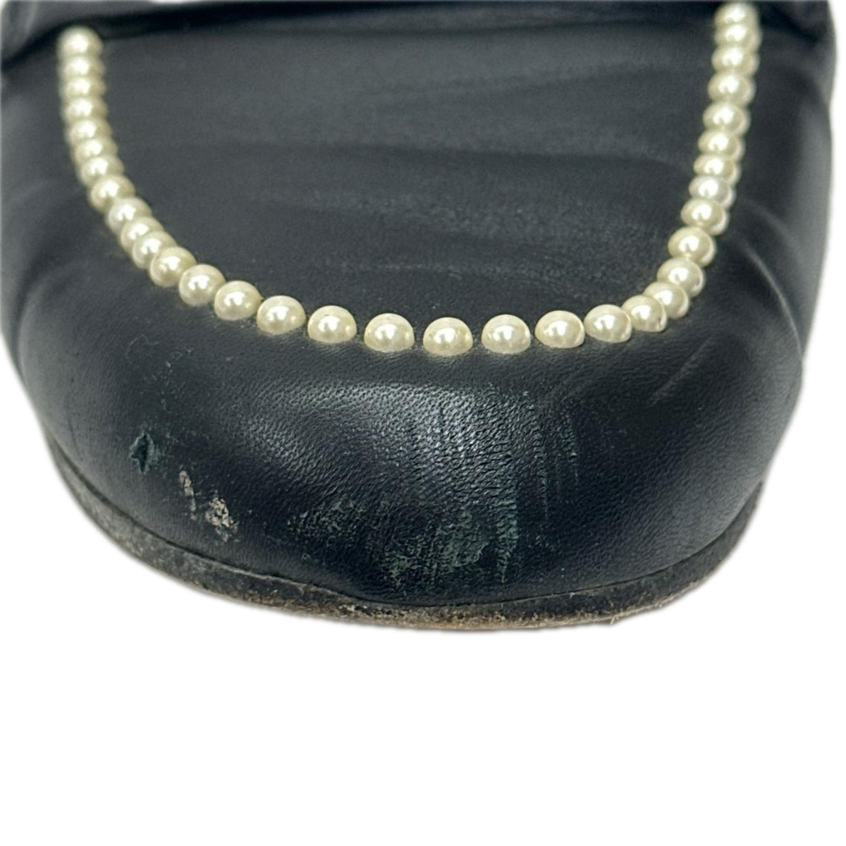 CHANEL ココマーク パール レザー ローファー 黒