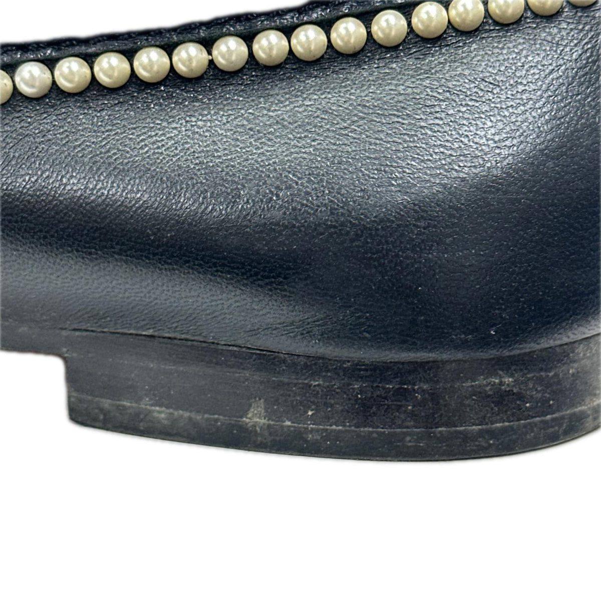 CHANEL ココマーク パール レザー ローファー 黒