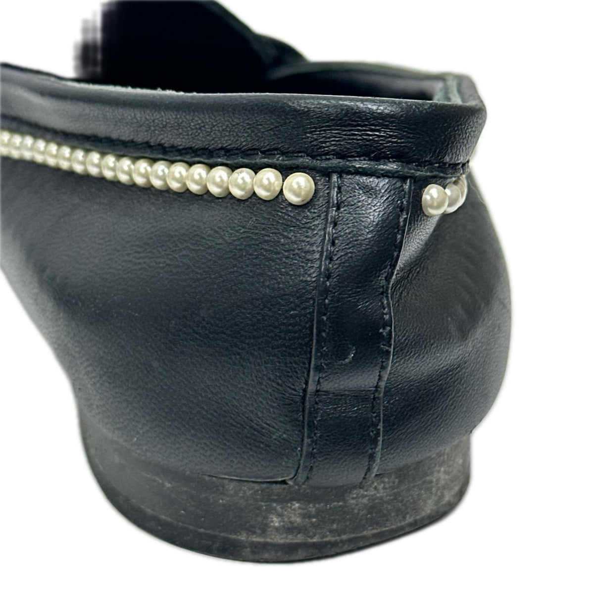 CHANEL ココマーク パール レザー ローファー 黒