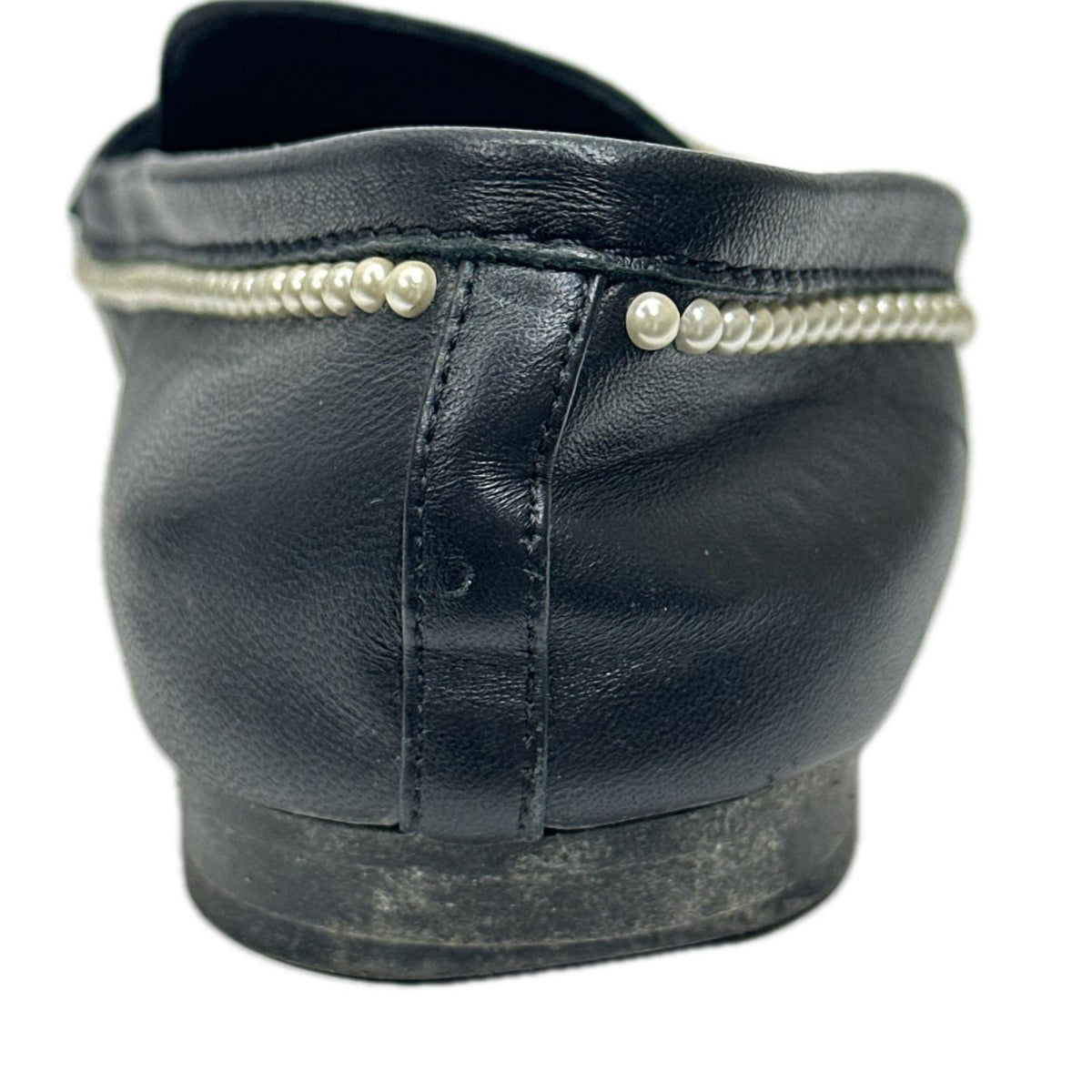 CHANEL ココマーク パール レザー ローファー 黒