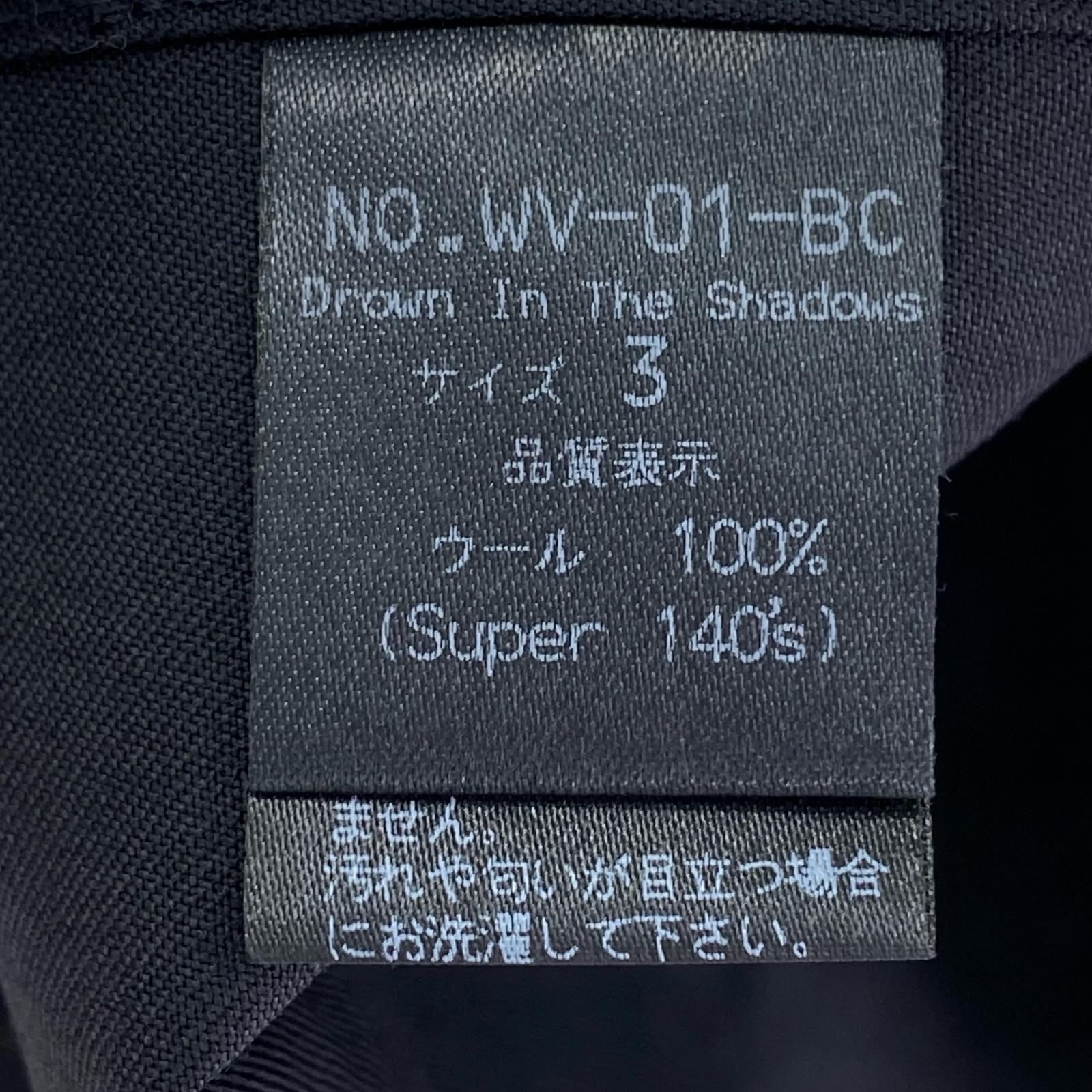 長袖シャツ WRAVEE トロピカルウール バンドカラーシャツ 3 黒 ブラック