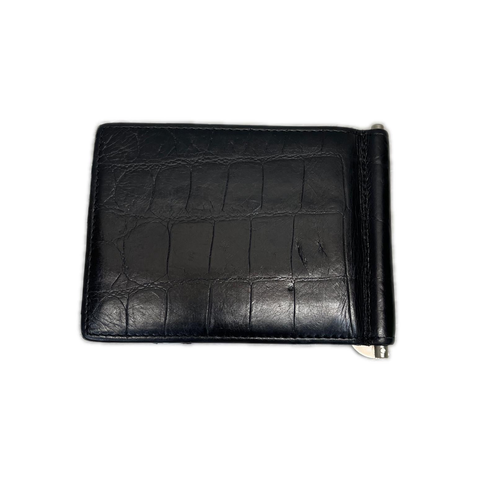 SAINT LAURENT クロコ 型押しレザー マネークリップ