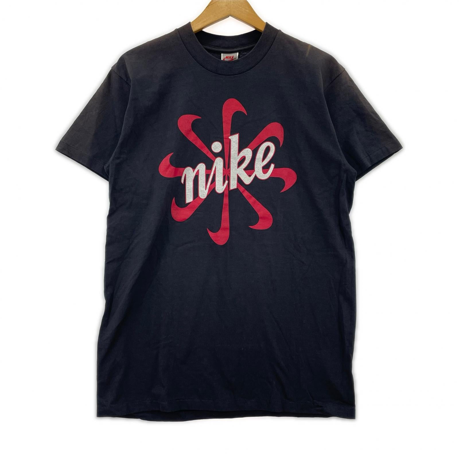 半袖Ｔシャツ NIKE 90s 風車 スウォッシュ 赤 (M) M ブラック