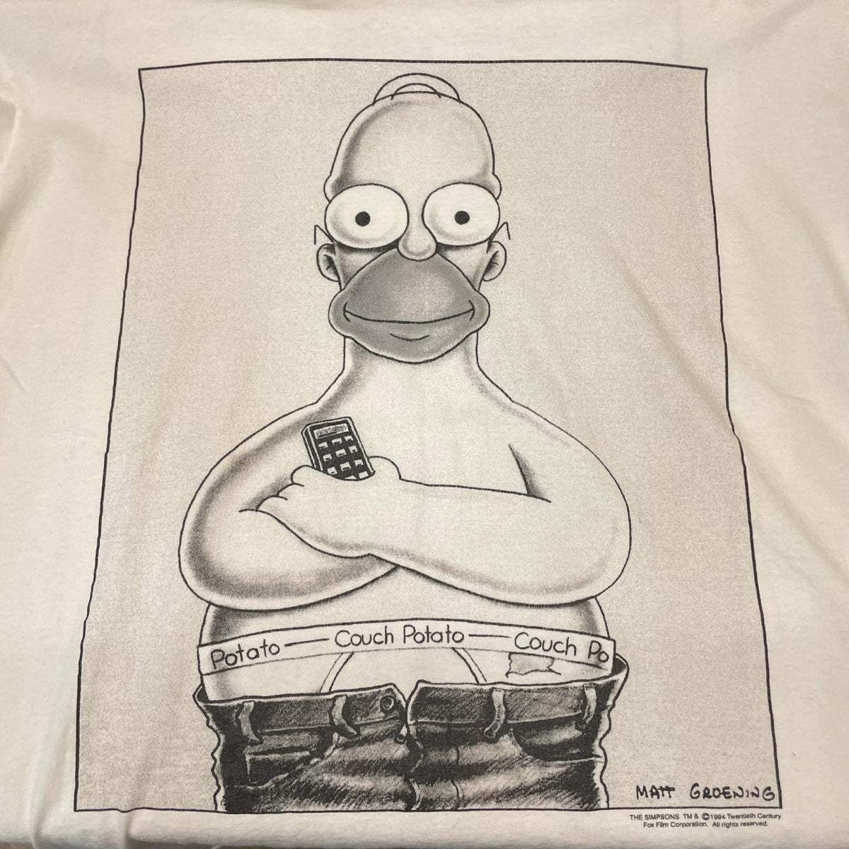 半袖Ｔシャツ 90s THE SIMPPONS Couch Potato Tシャツ1994年 TENNESSEE RIVER GOLDﾀｸﾞ LL