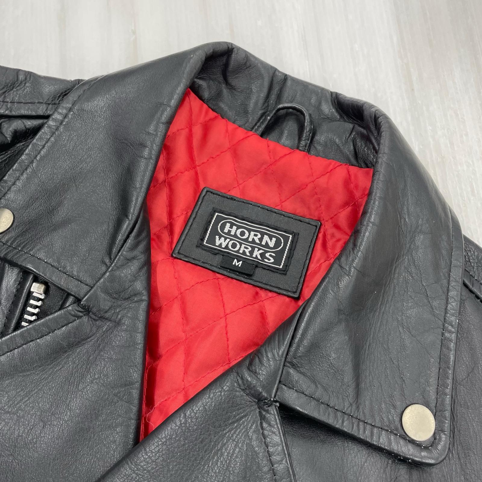 レザージャケット HORN WORKS ダブルライダースジャケット　黒　M M ブラック