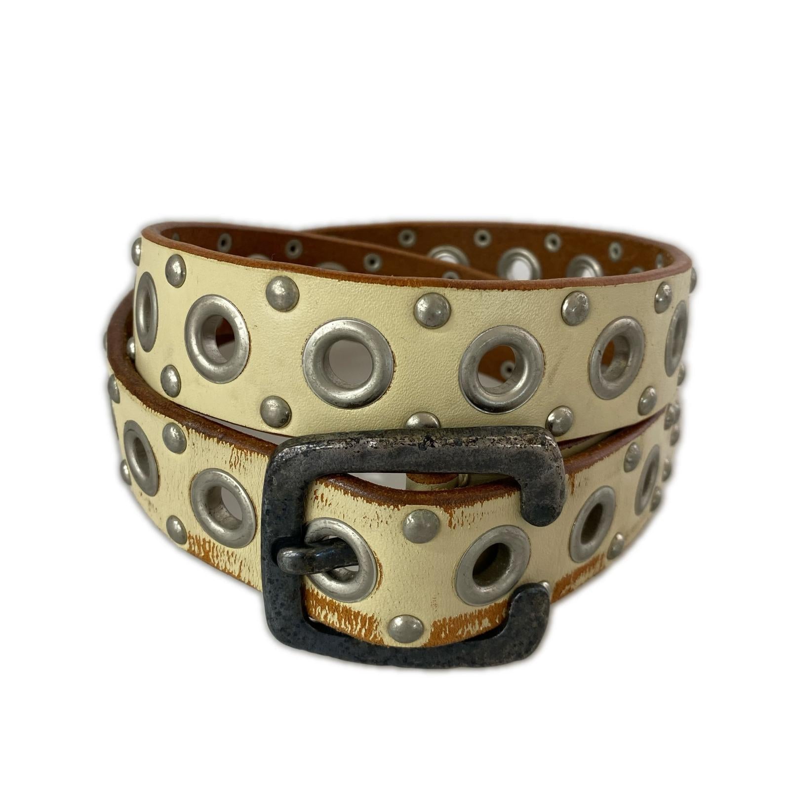 その他アクセサリー VINTAGE WORKS 127242 レザーベルト　白 ブラウン