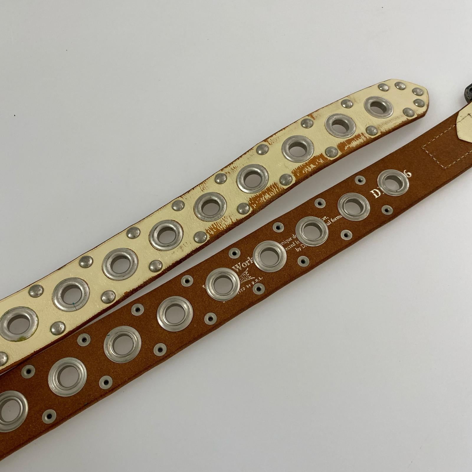 その他アクセサリー VINTAGE WORKS 127242 レザーベルト　白 ブラウン