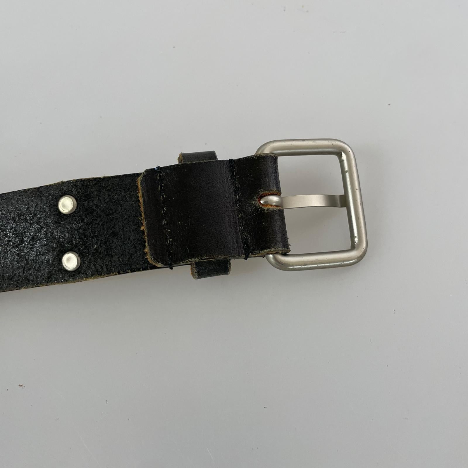 その他アクセサリー メタルプレートレザーベルト　黒 78 ブラック