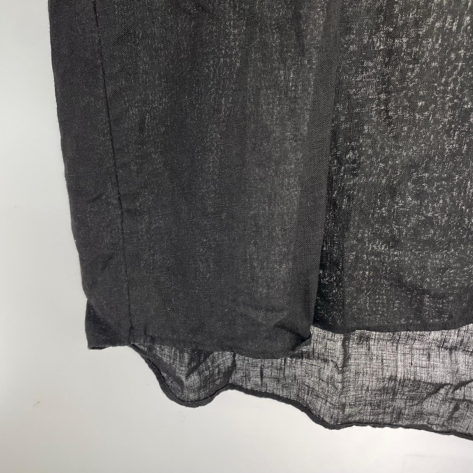 長袖シャツ Gorsch French Linen Wide Silhouette Open Collar Shirt 50 ブラック
