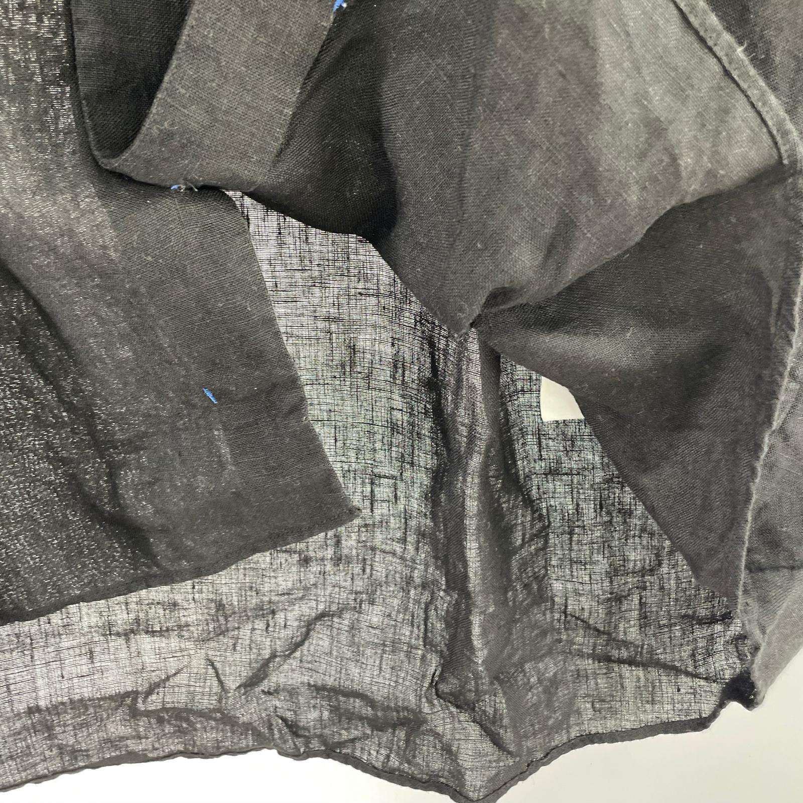長袖シャツ Gorsch French Linen Wide Silhouette Open Collar Shirt 50 ブラック
