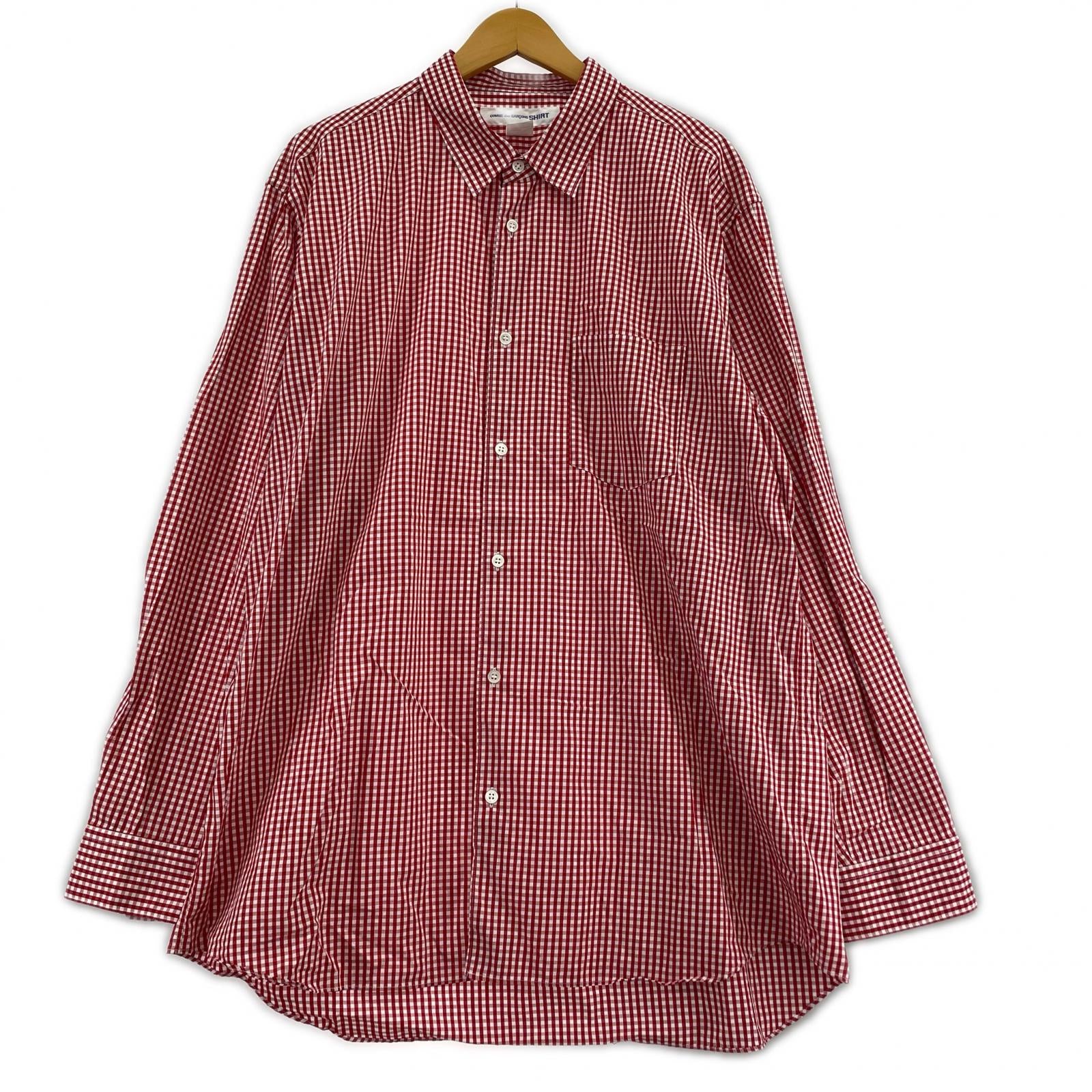長袖シャツ Comme des Garcons SHIRT FOREVER Wide Classic yarn dyed cotton small check レッド