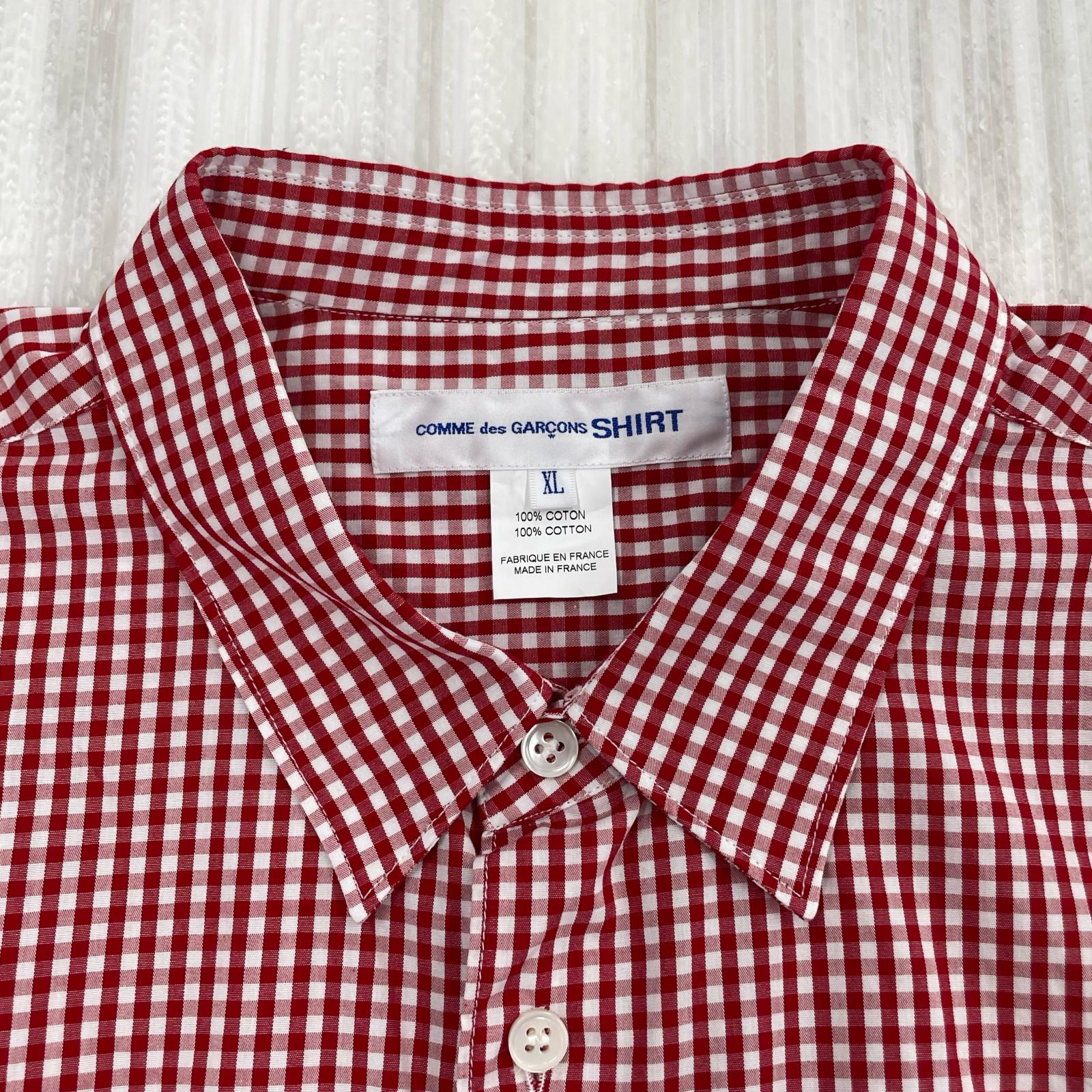 長袖シャツ Comme des Garcons SHIRT FOREVER Wide Classic yarn dyed cotton small check レッド