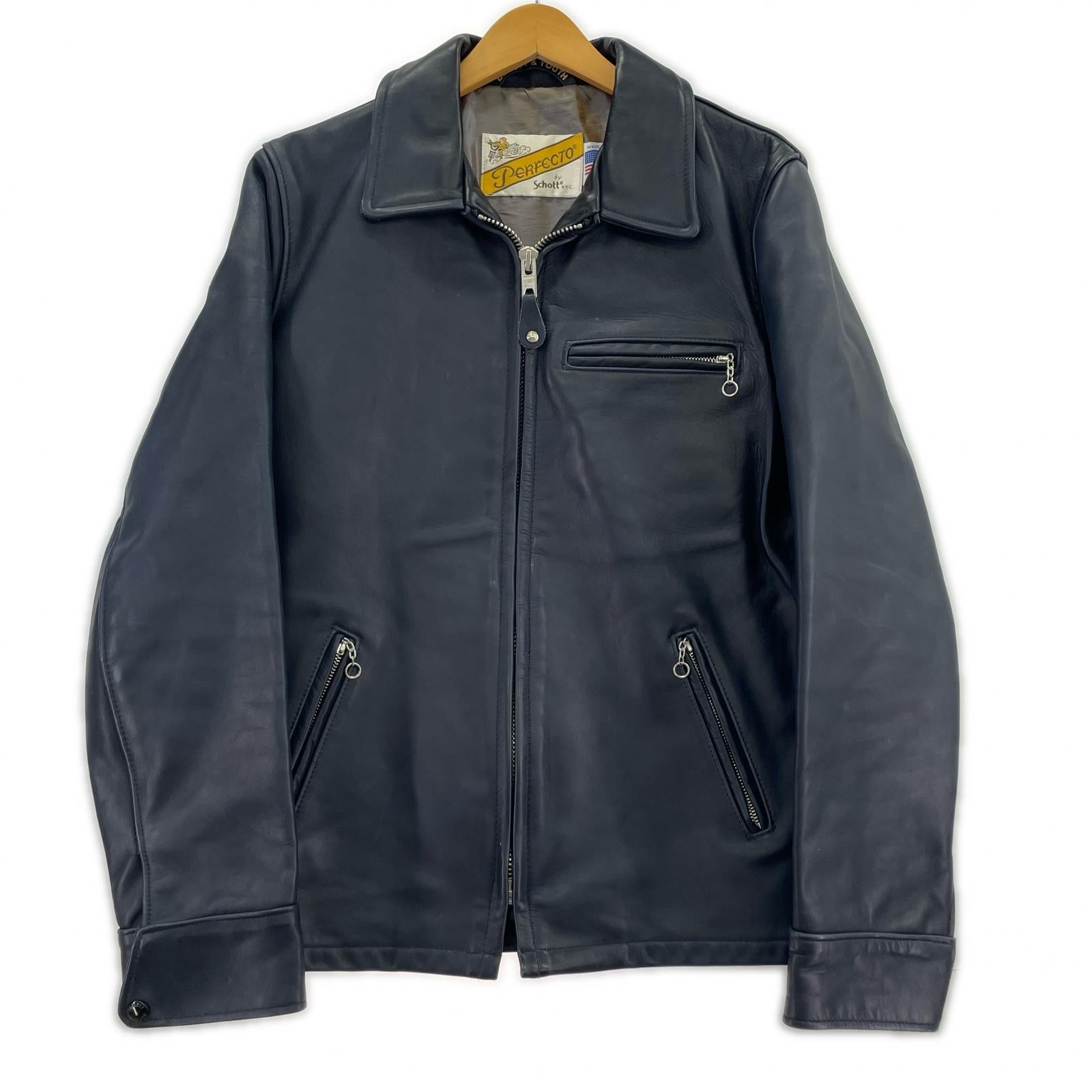 ライダースジャケット schott BEAUTY&YOUTH別注 シングルライダースジャケット 40 ネイビー