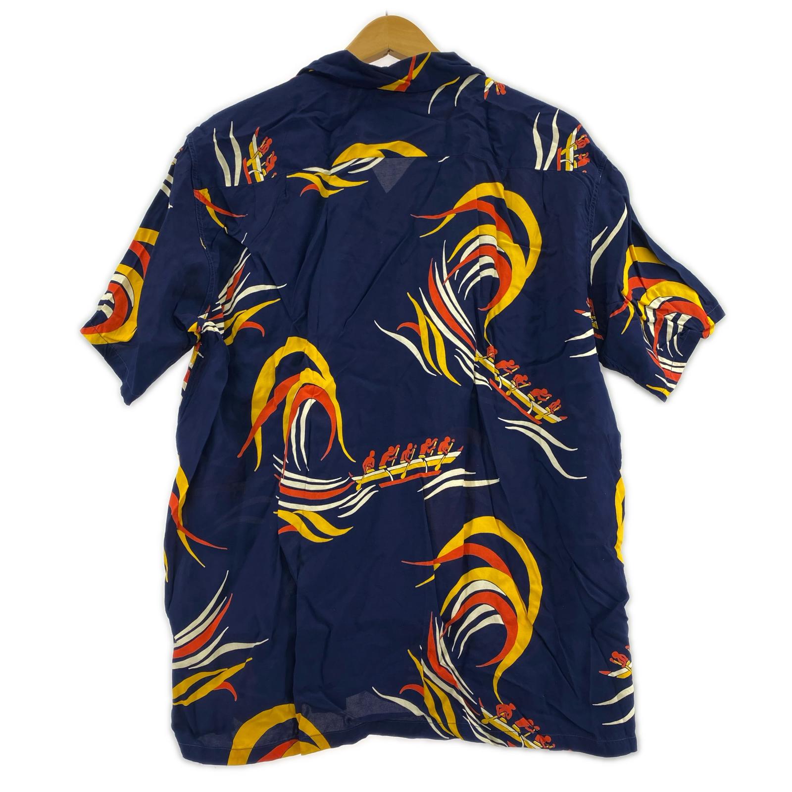 半袖シャツ KAHANAMOKU アロハシャツ (L) L ネイビー