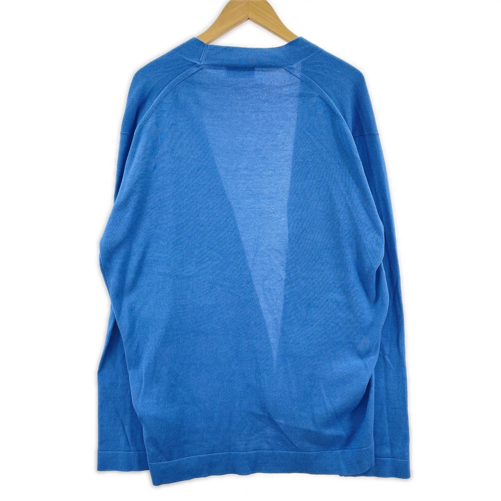 カーディガン ボタンレス コットンカーディガン 青 (L) L ブルー