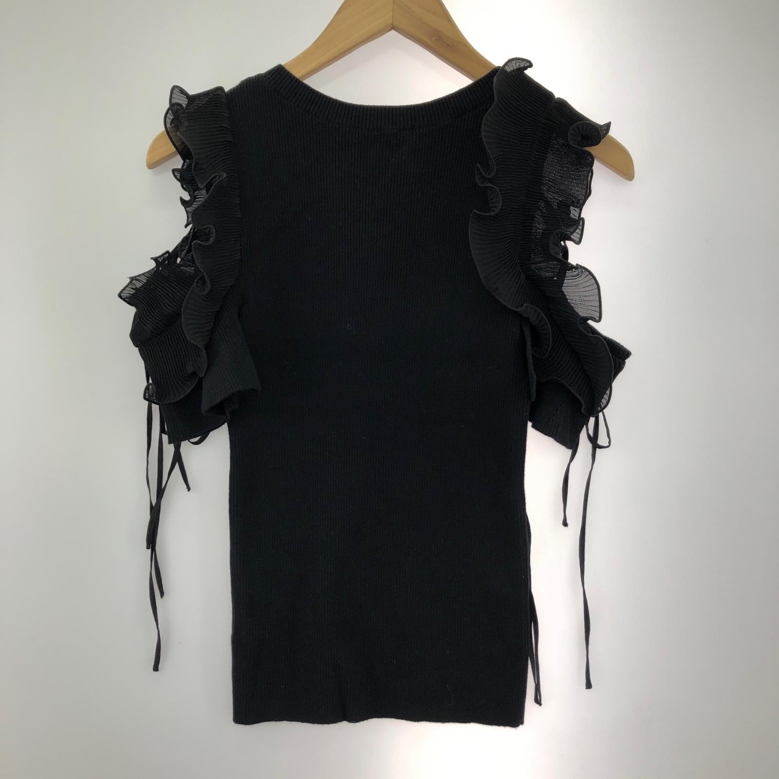 ニット ﾃﾞｻﾞｲﾝﾌﾘﾙﾆｯﾄﾌﾟﾙｵｰﾊﾞｰ/BLK/ONE SIZE ブラック