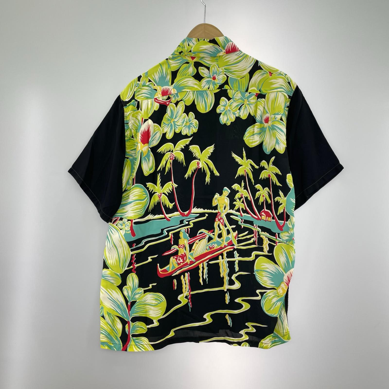 半袖シャツ aloha kanaka アロハシャツ 黒 (M) M ブラック