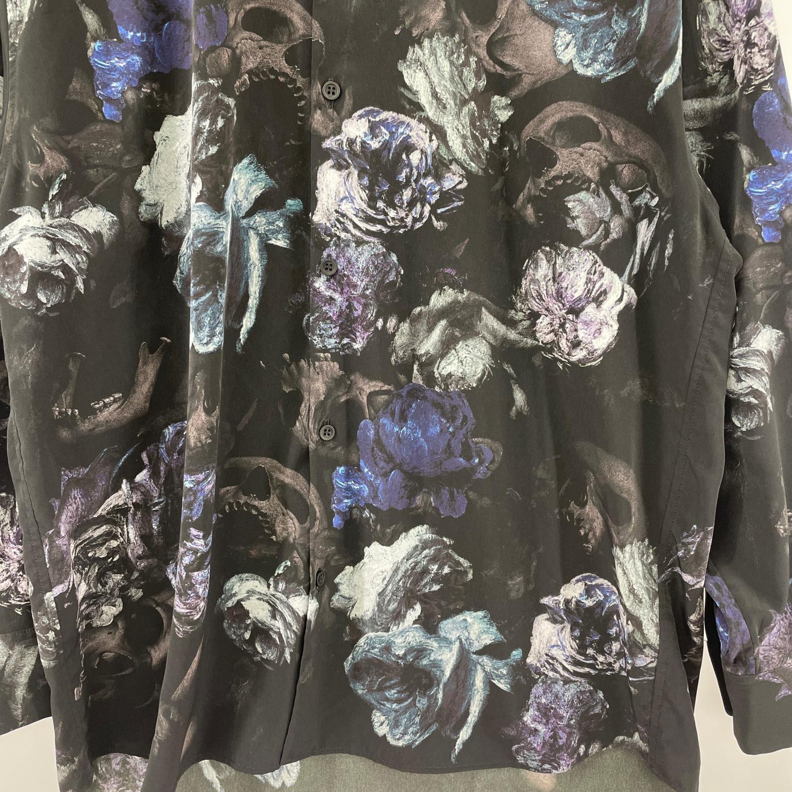 長袖シャツ 17ss 花柄 パジャマシャツ 44 44 ブラック