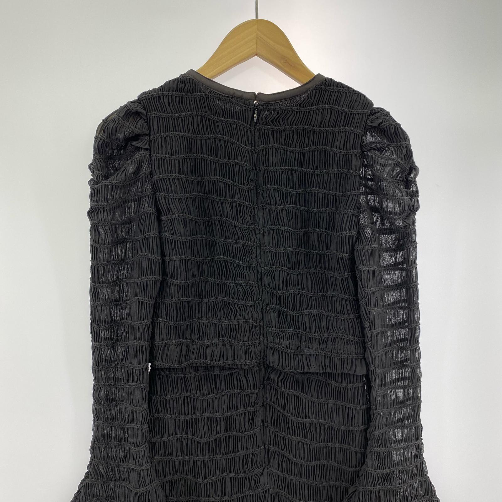ワンピース Mmeeme ribbon shirring minionepiece ブラック