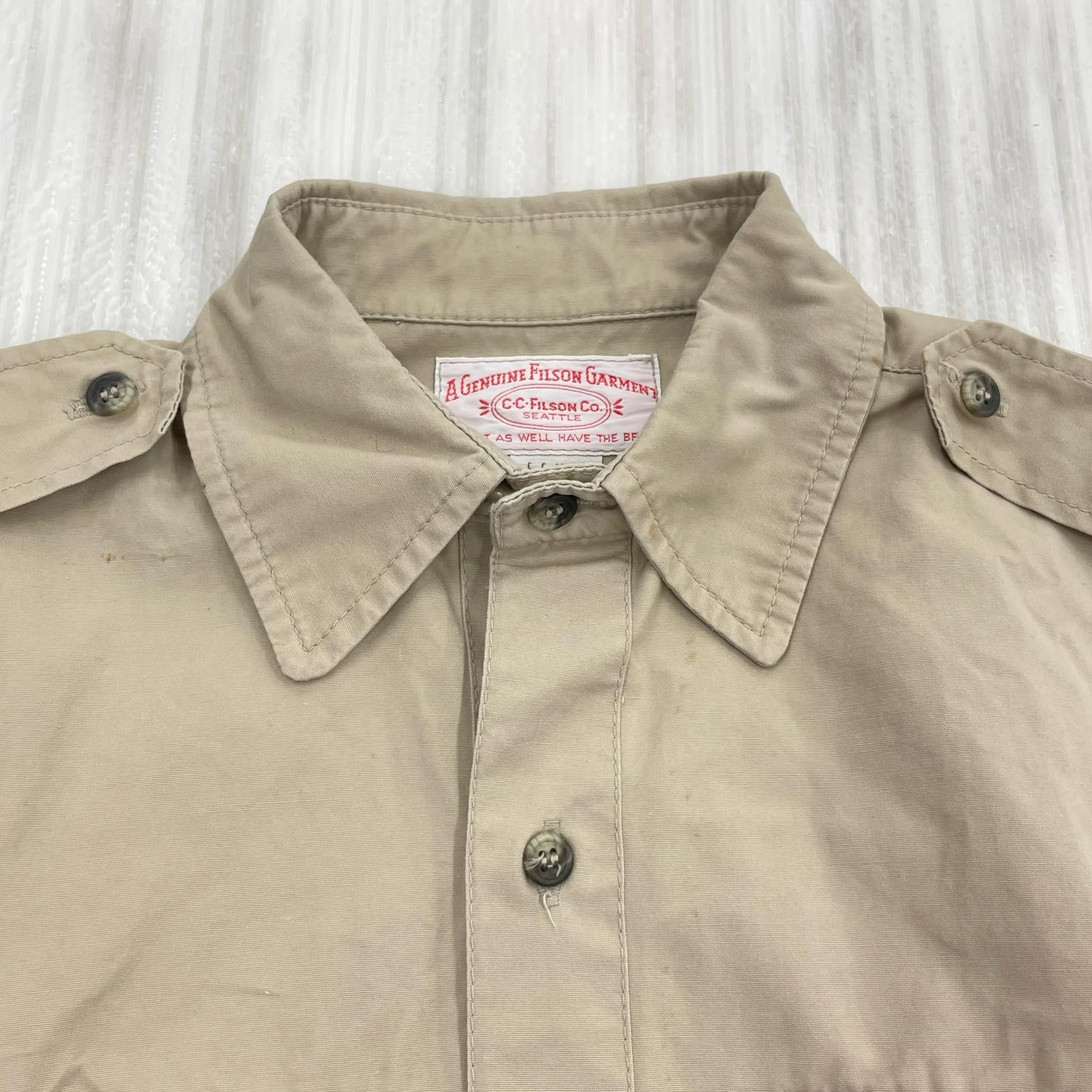 長袖シャツ FOLSON　 USA製シャツ　茶　40 40 ブラウン