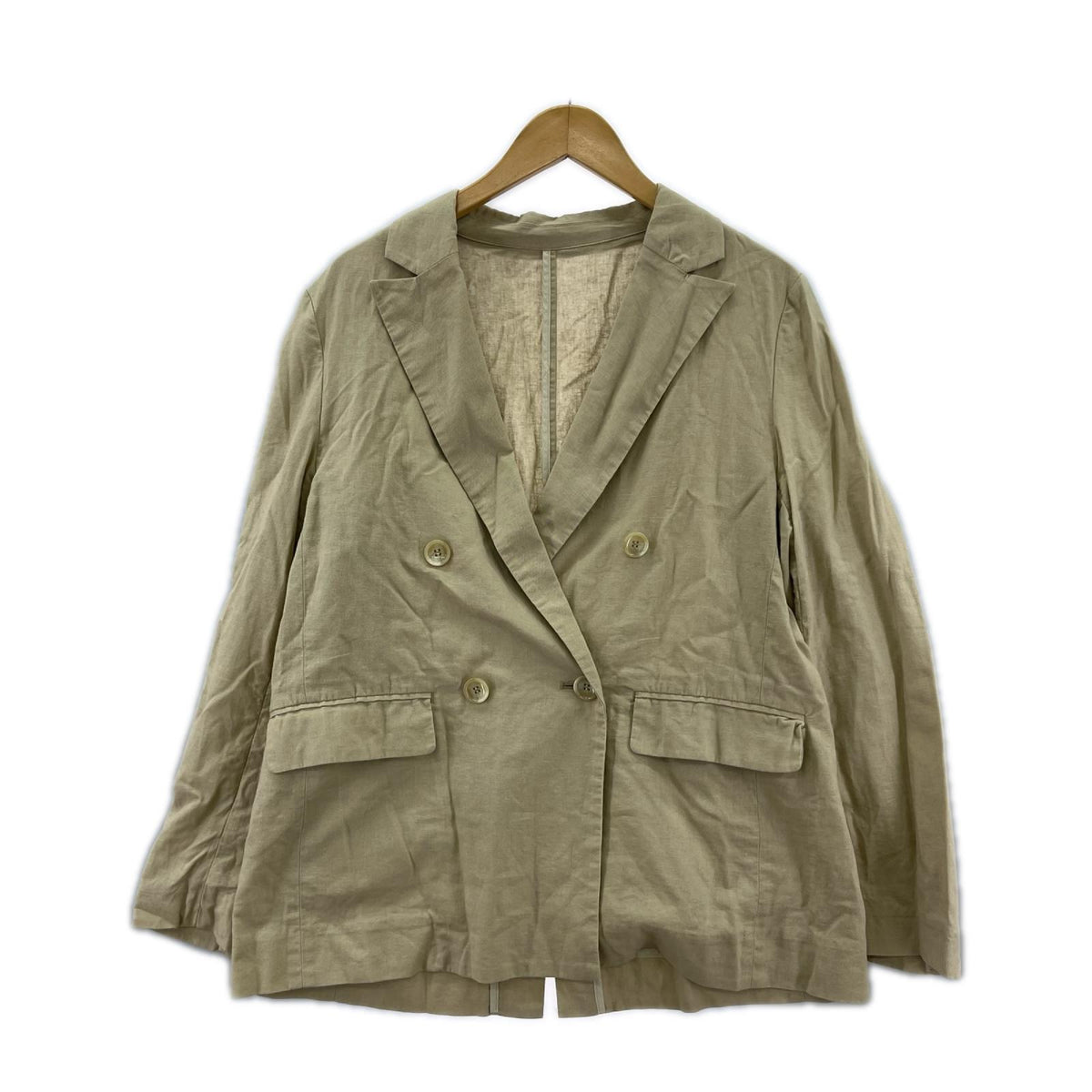 ジャケット SLOBE IENA ﾘﾈﾝﾌﾞﾚﾝﾄﾞﾀﾞﾌﾞﾙﾌﾞﾚｽﾄｼﾞｬｹｯﾄ ベージュ