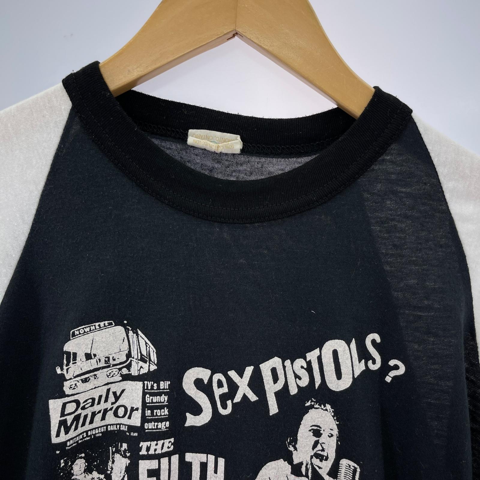 半袖Ｔシャツ 80s SEX PISTOLS ラグランTシャツ (M) ブラックホワイト M