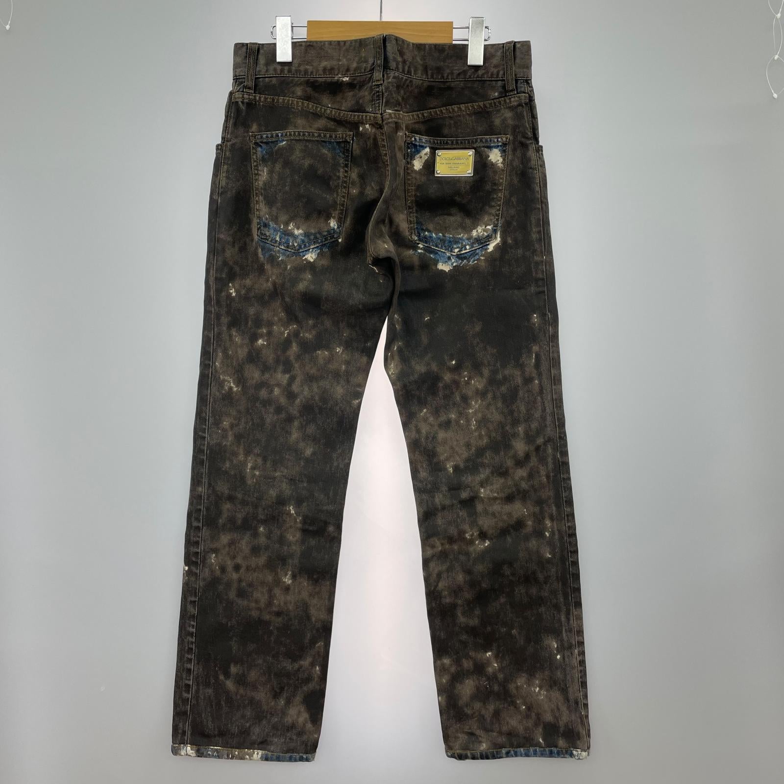 デニムパンツ 10aw ロゴプレートペインテッド パンツ 46 ブラウン