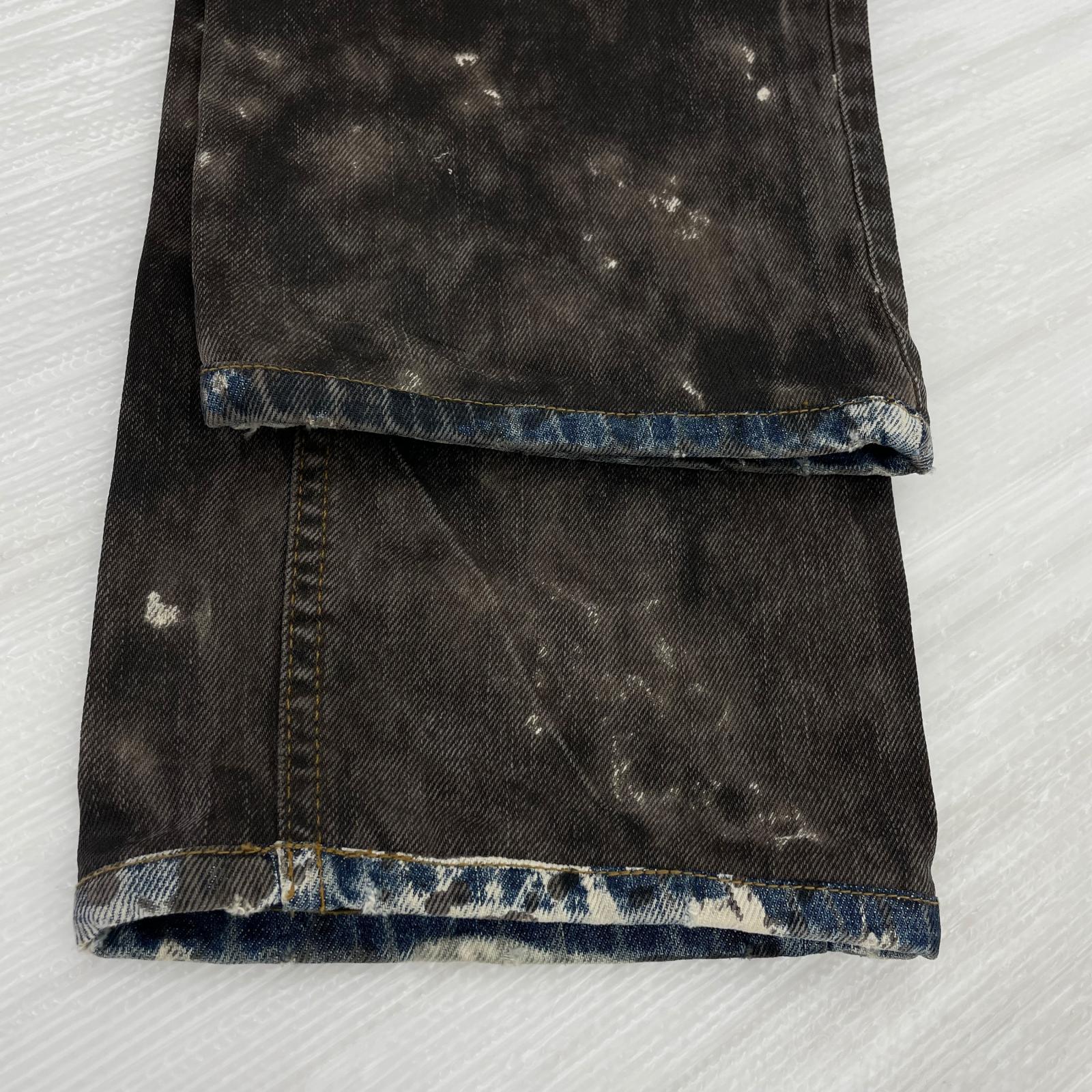 デニムパンツ 10aw ロゴプレートペインテッド パンツ 46 ブラウン