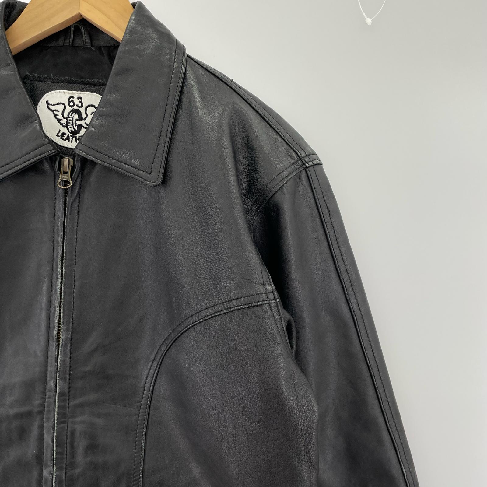 レザージャケット 63 LEATHERS シングルレザージャケット M M ブラック