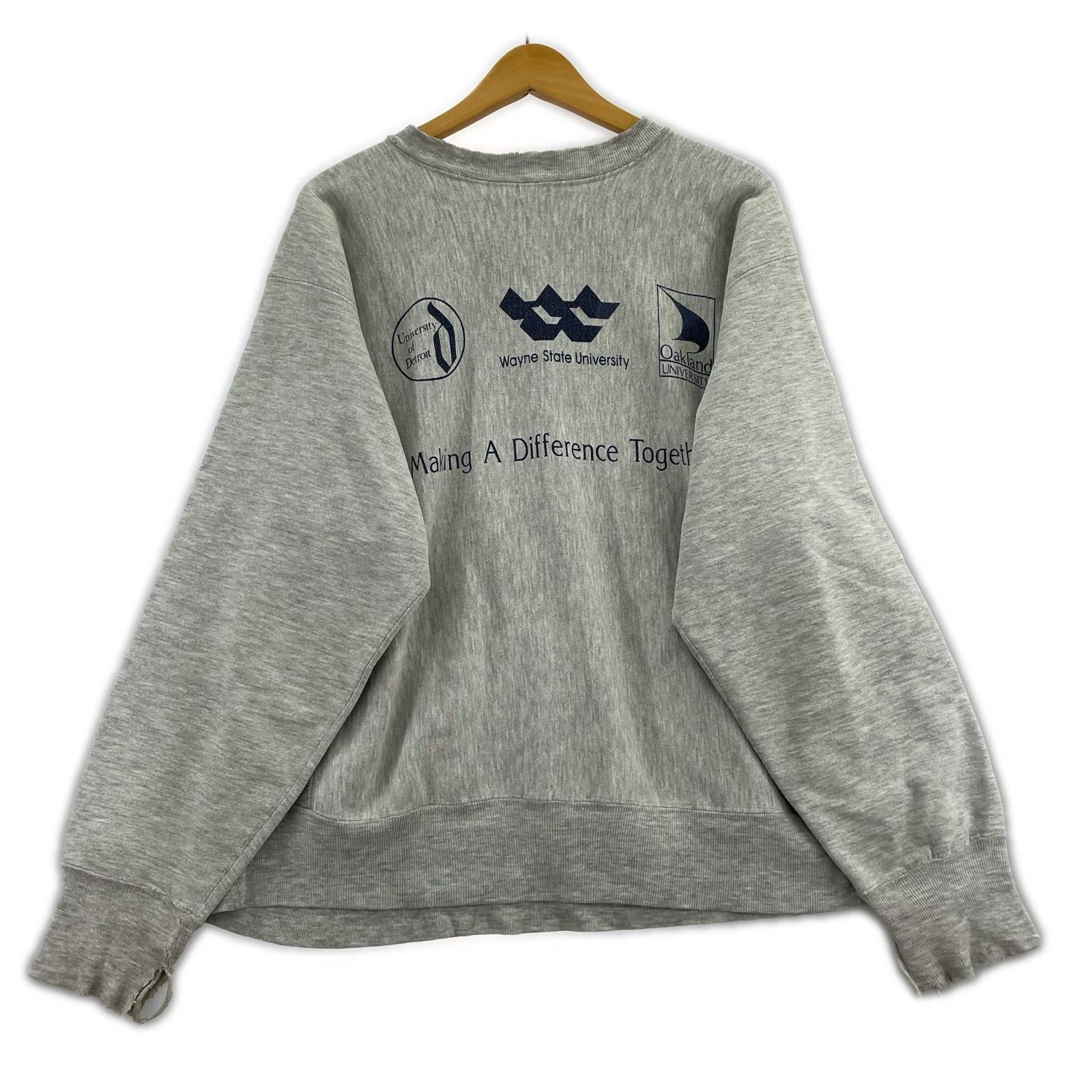 スウェット 80s REVERSE WEAVE USA製 染み込み 4段 (L) L グレー