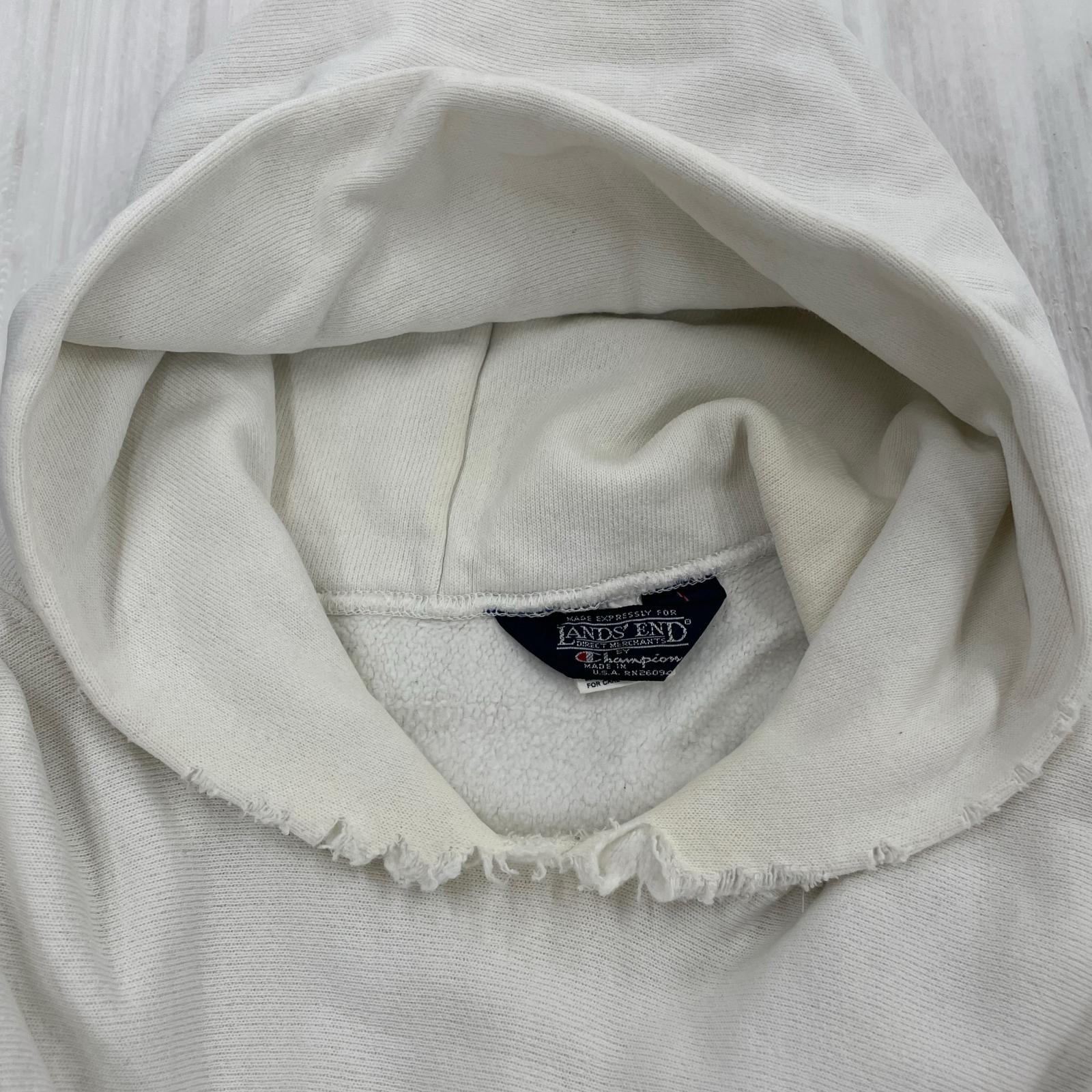 パーカー 80s ×LAND'S END REVERSE WEAVE USA製 白 (Ｍ) M ホワイト