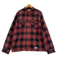 長袖シャツ シャドウチェック シャツ レッドL L