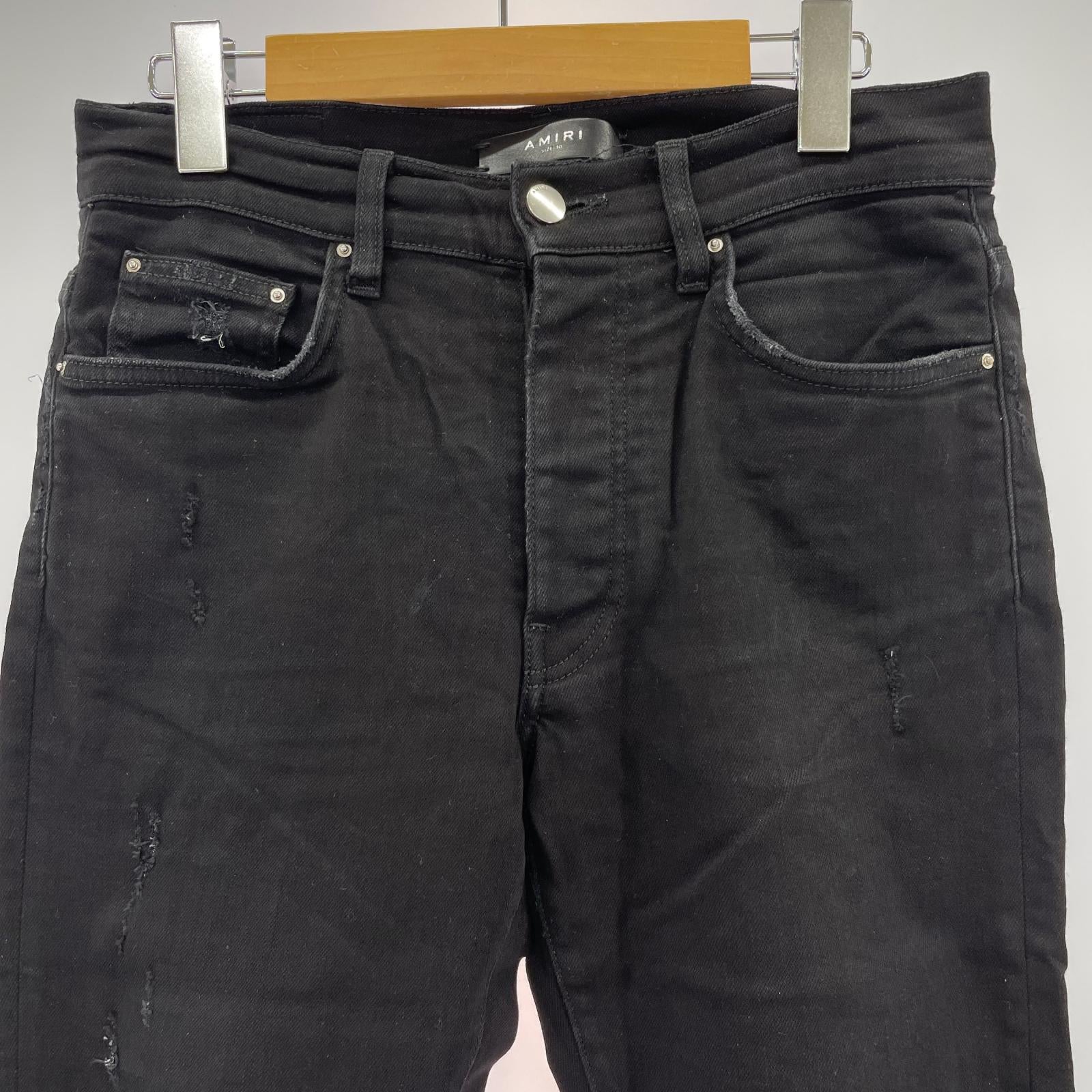 デニムパンツ AMIRI ダメージ加工 スキニー 黒 30 ブラック
