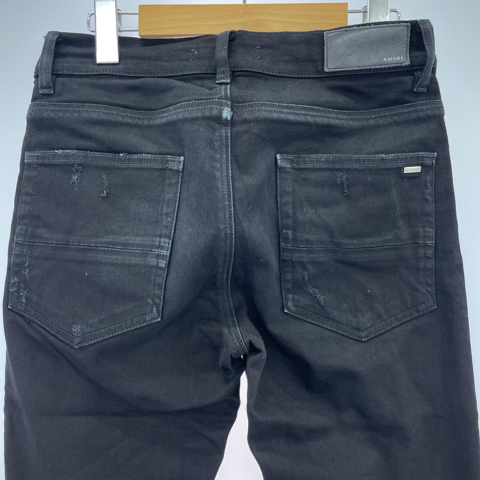 デニムパンツ AMIRI ダメージ加工 スキニー 黒 30 ブラック