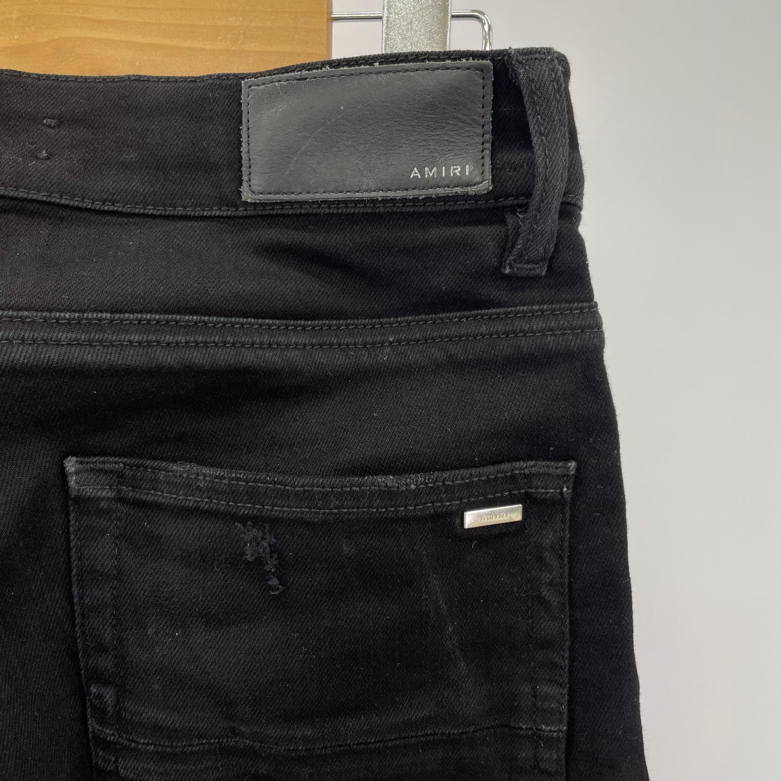 デニムパンツ AMIRI ダメージ加工 スキニー 黒 30 ブラック