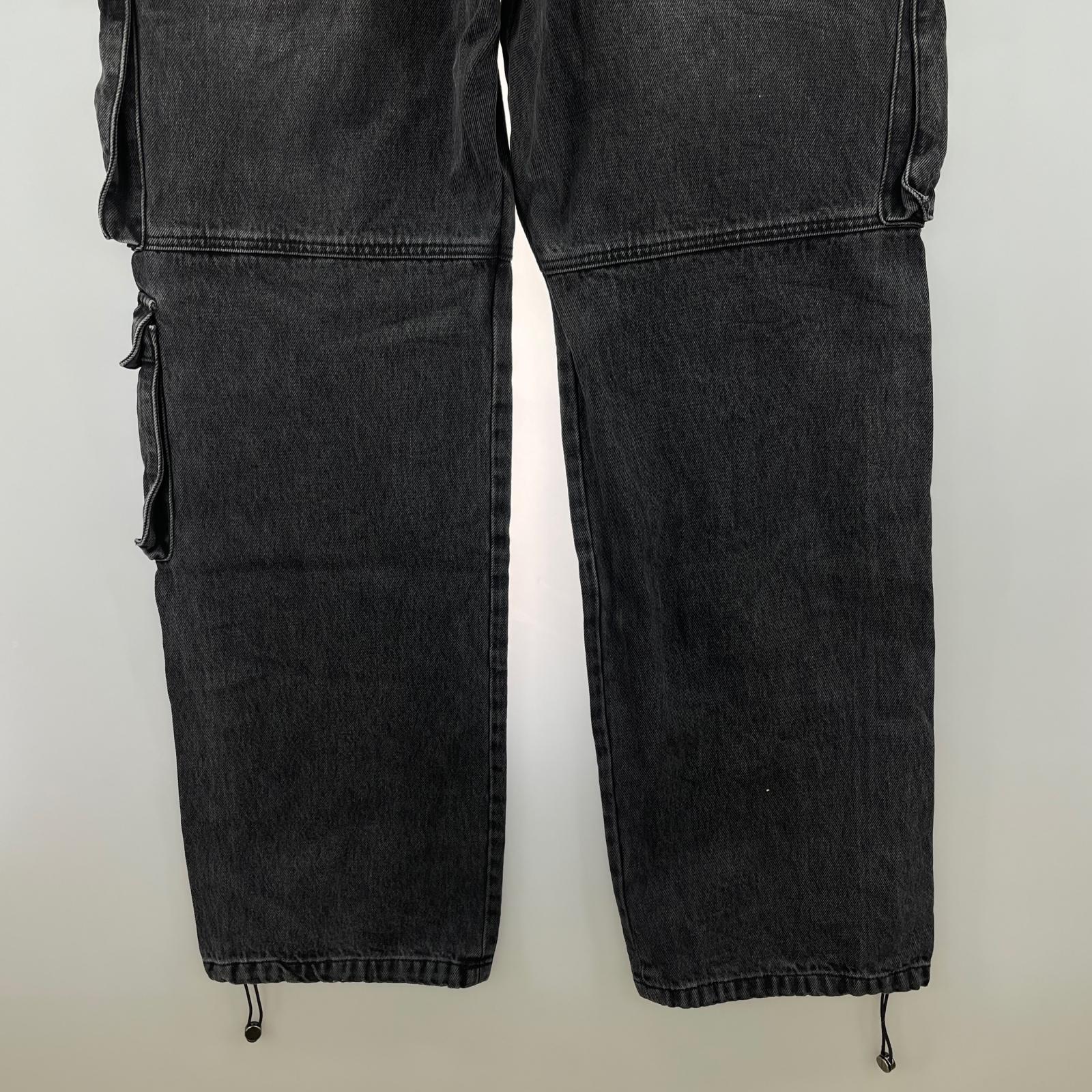デニムパンツ ウォッシュ加工 カーゴ 黒