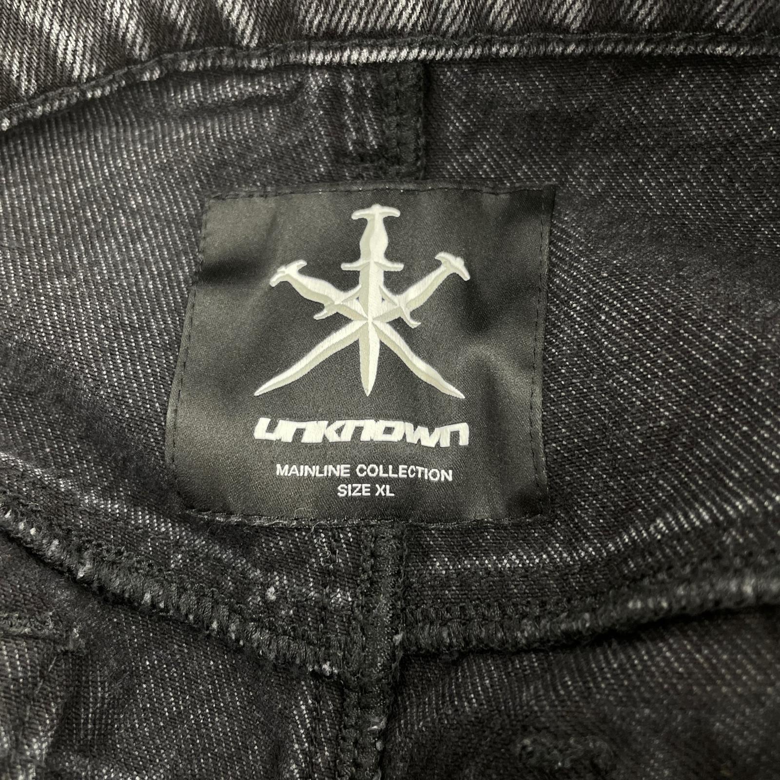 デニムパンツ ウォッシュ加工 カーゴ 黒