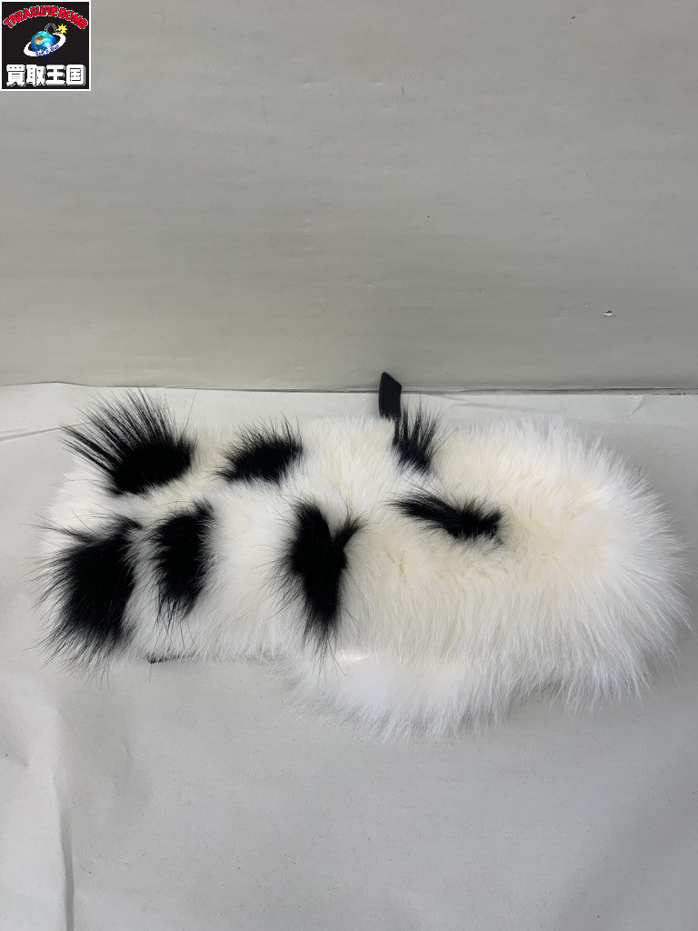 FENDI フォックスファー ティペット 総柄マフラー