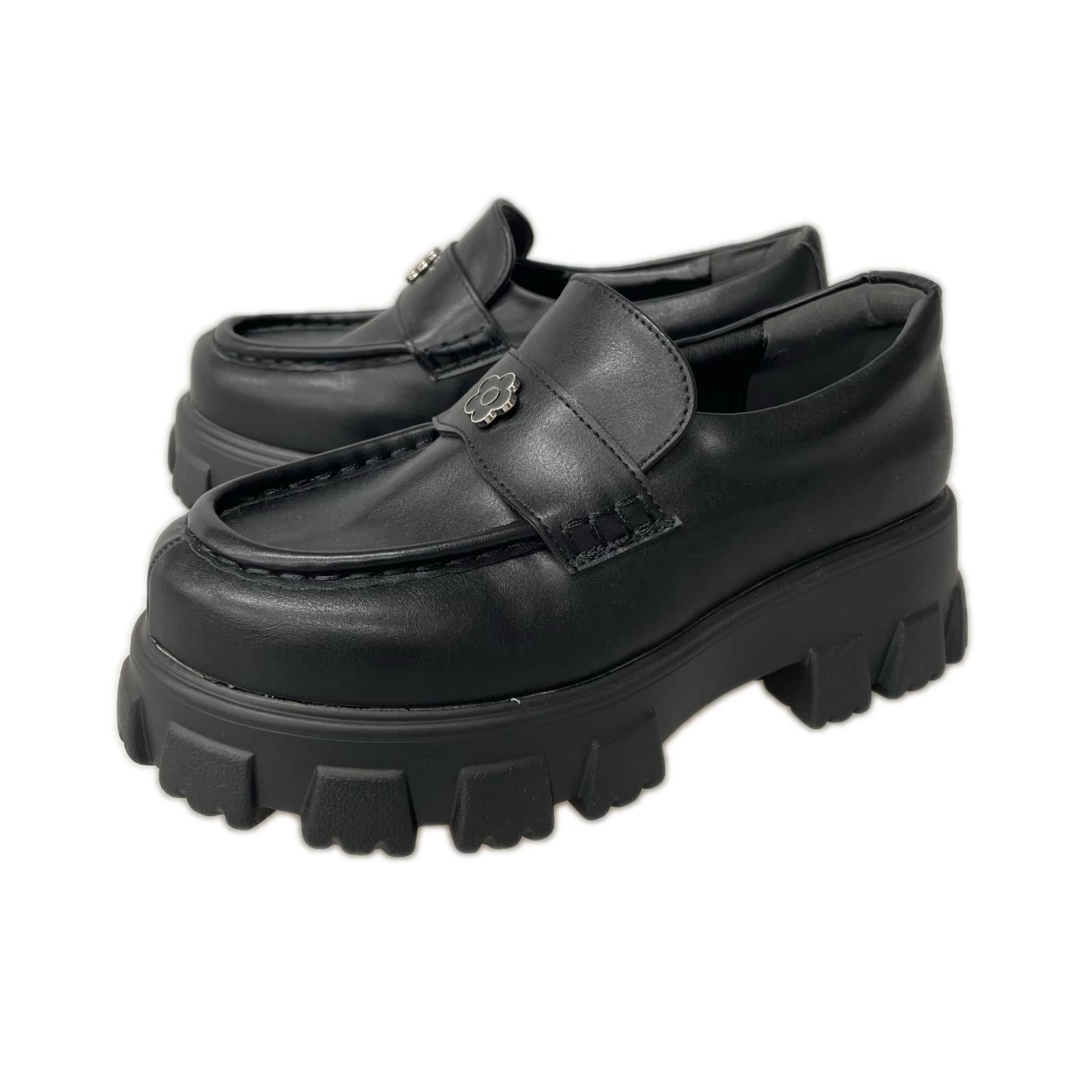 ローファー PUBLUX 厚底ﾛｰﾌｧｰ（24.0） 23.5cm (US5 1/2 UK5 EU37) ブラック