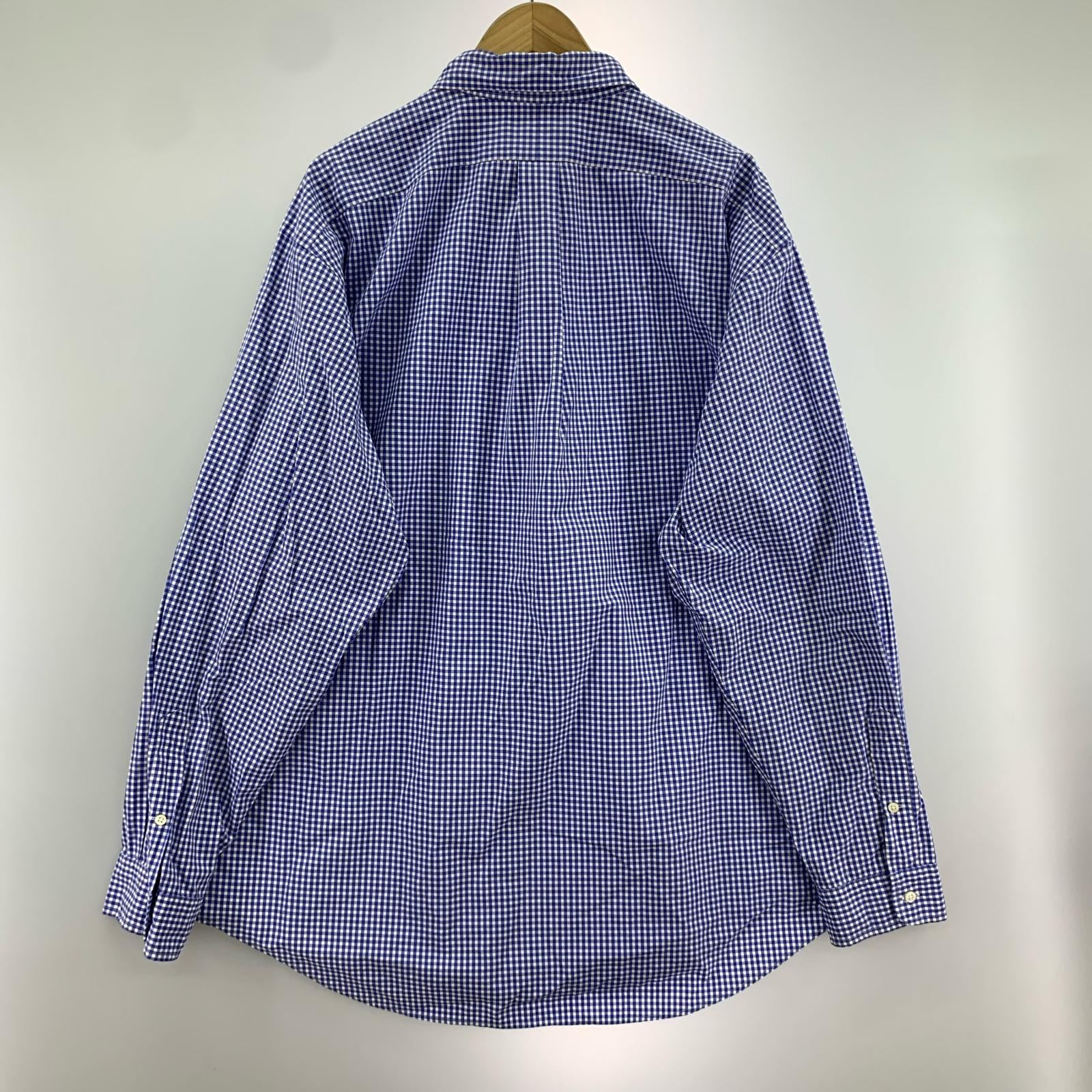 長袖シャツ ギンガムチェックシャツ BLU 3L