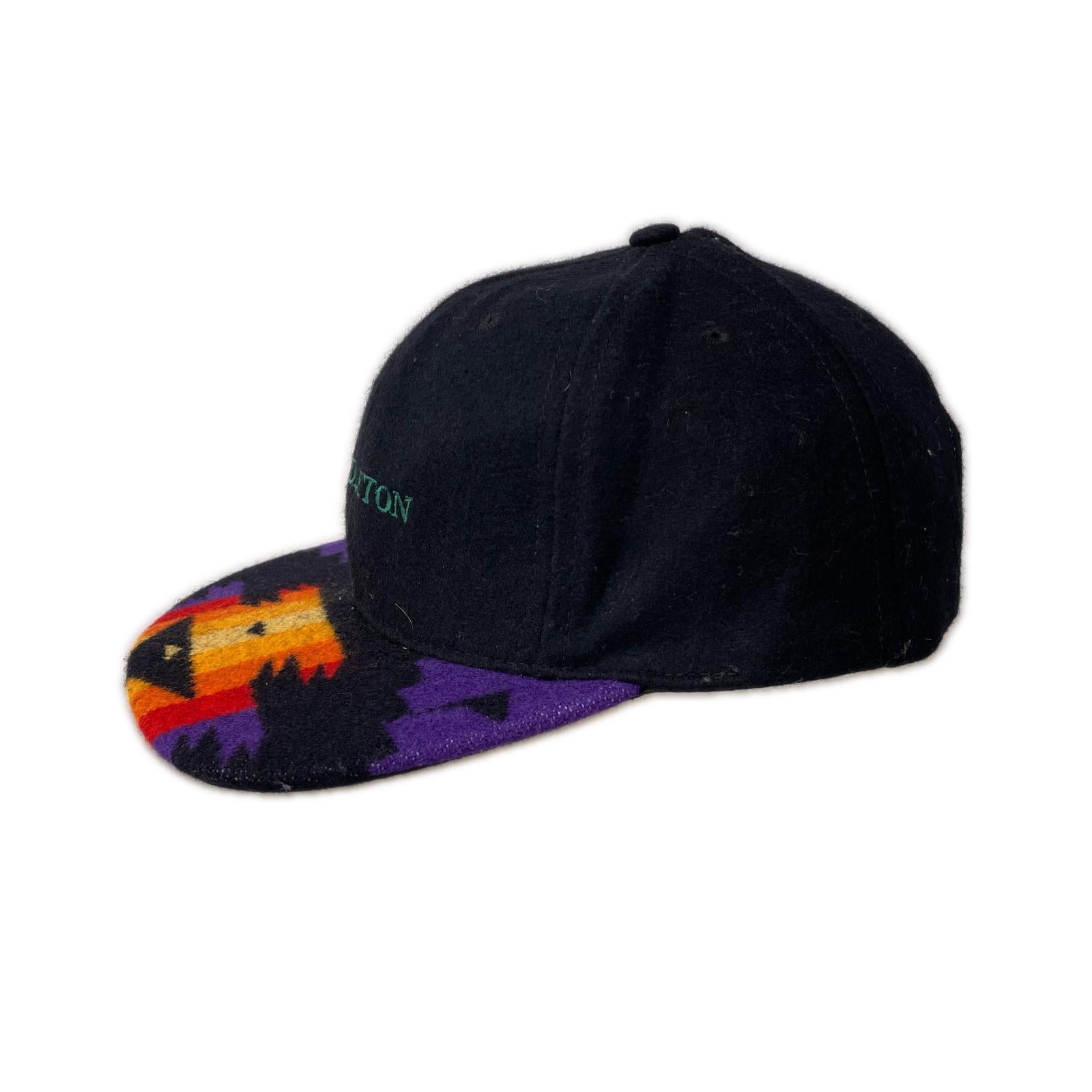 キャップ 90s ネイティブ柄 黒紫 ブラック