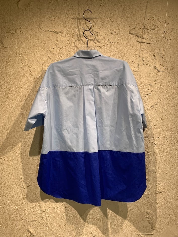 半袖シャツ nagonstans 25ss dot-motif shirt M ブルー