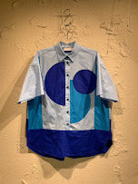 半袖シャツ nagonstans 25ss dot-motif shirt M ブルー
