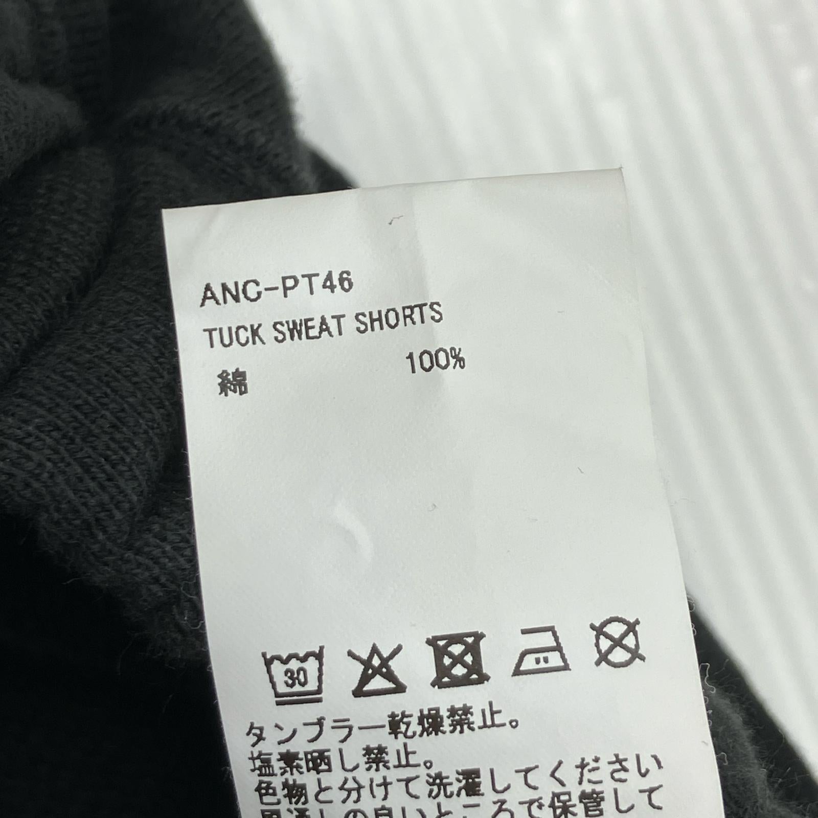 ショートパンツ ANCELLM 25SS TUCK SWEAT SHORTS スウェットショーツ 1 ブラック ブラック