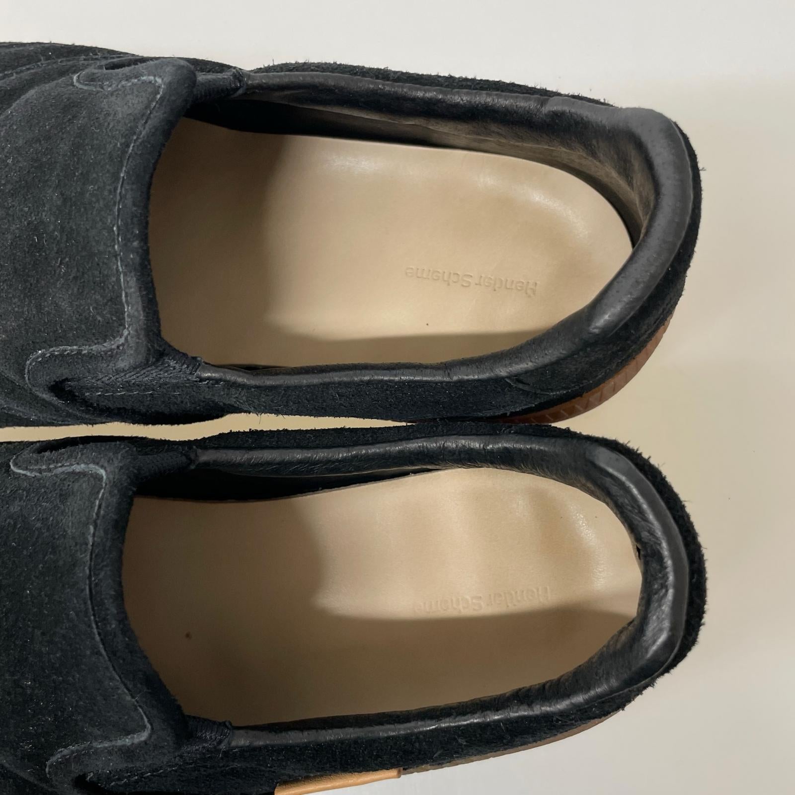 スニーカー Hender Scheme Derrida スウェード スリッポン 4 ブラック 4 ブラック