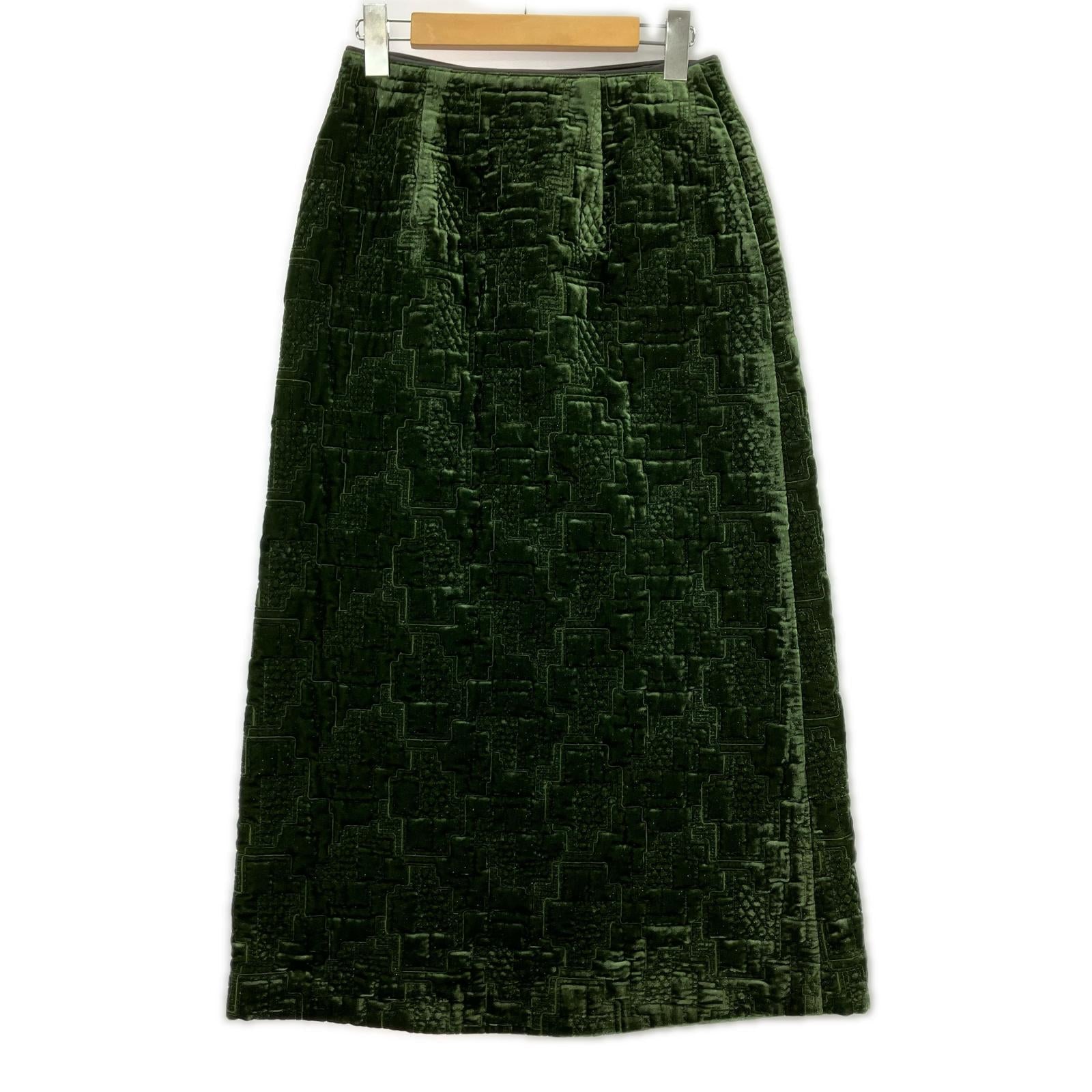 ロングスカート MURRAL Symbolic embroidery velvet skirt ベルベットスカート 1 グリーン