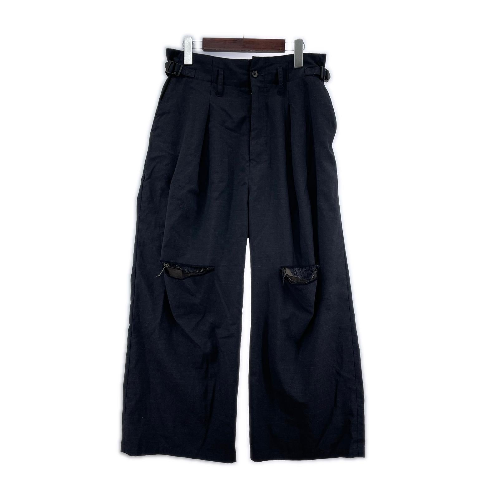 パンツ ANCELLM WOOL DAMAGE WIDE SLACKS 1 ブラック ブラック
