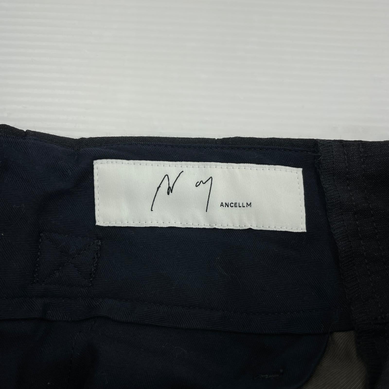 パンツ ANCELLM WOOL DAMAGE WIDE SLACKS 1 ブラック ブラック